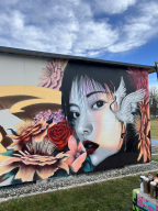 Portrait mit Blumen